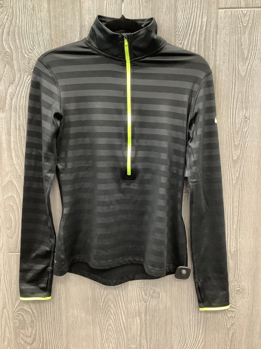 Athletic Top Long Sleeve Collar By Nike Apparel In Black & Yellow, Size: M