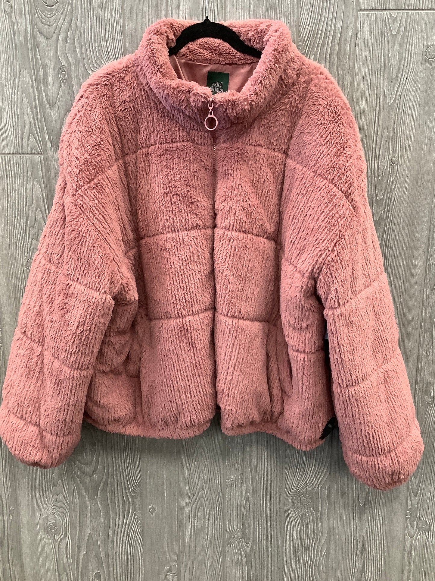 Jacket Faux Fur & Sherpa By Wild Fable In Pink, Size: 2x