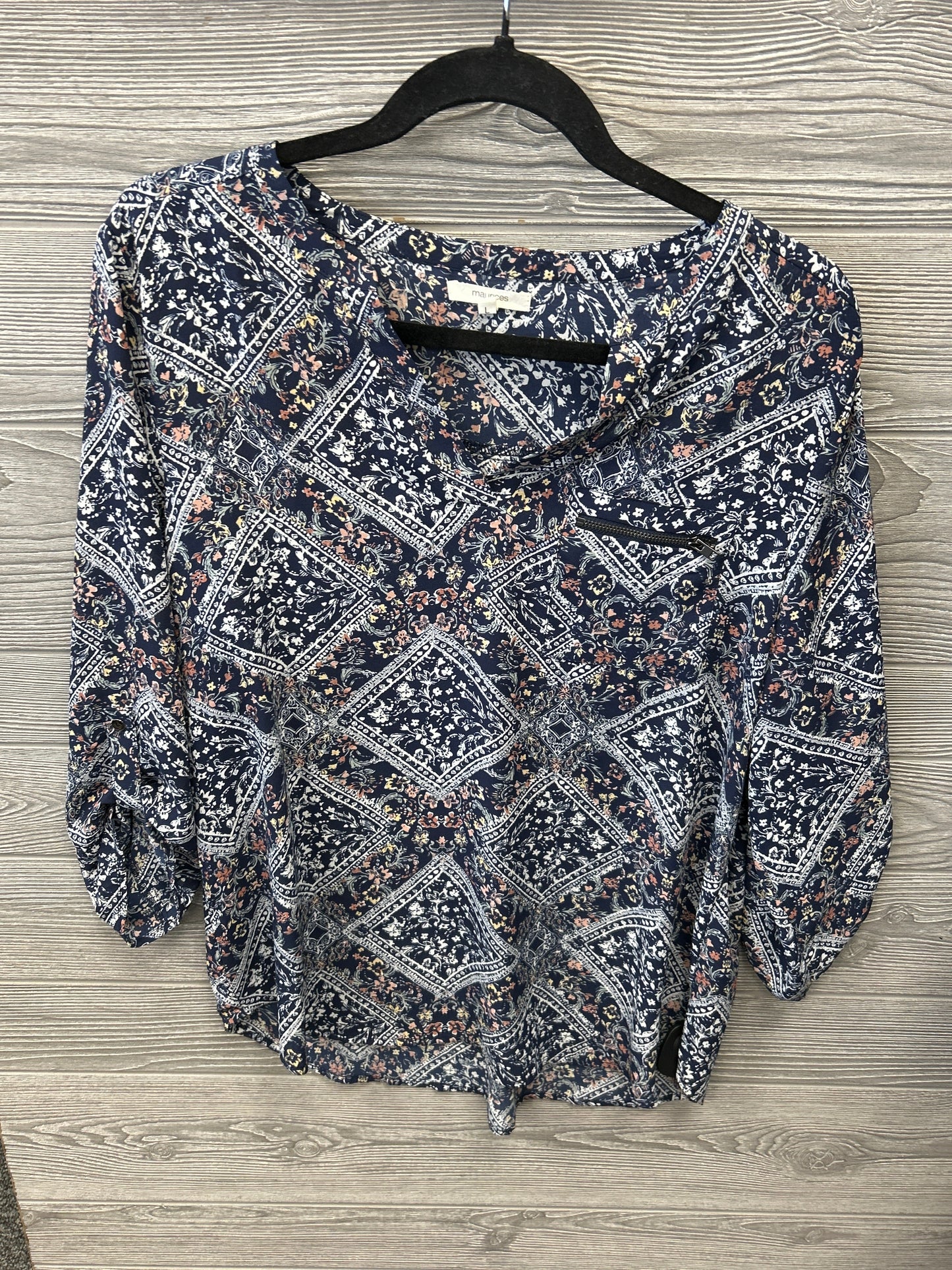 Blouse Long Sleeve By Maurices In Blue, Size: L