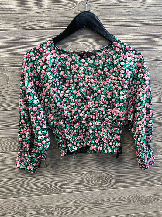 Top Long Sleeve By Zara In Floral Print, Size: Xs