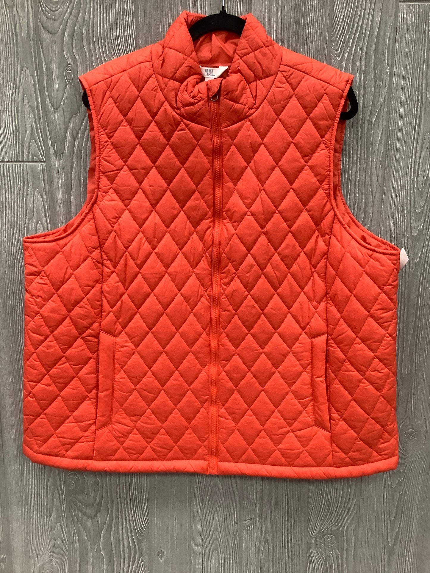 Vest Puffer & Quilted By Time And Tru In Orange, Size: 1x