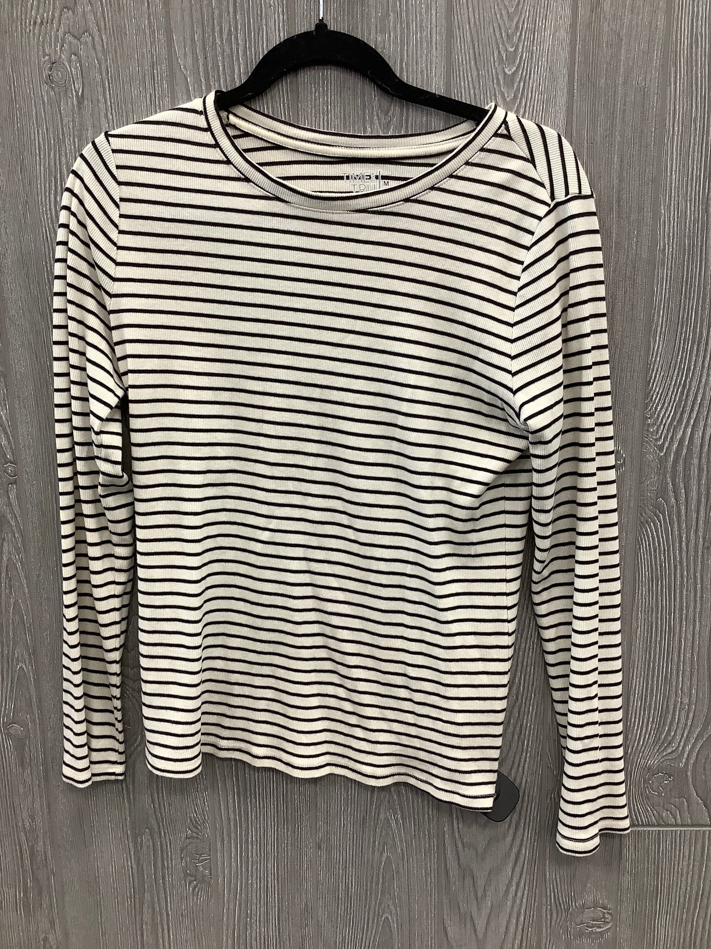 Top Long Sleeve By Time And Tru In Striped Pattern, Size: M