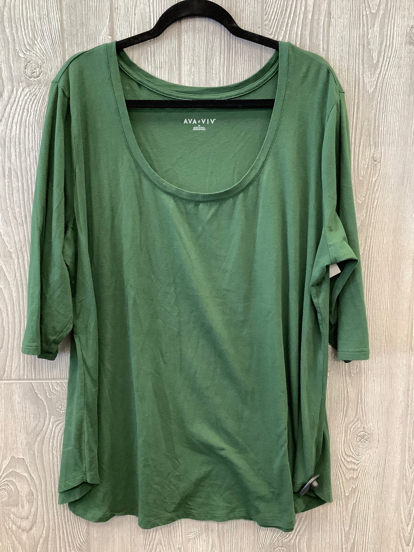 Top Short Sleeve By Ava & Viv In Green, Size: 2x