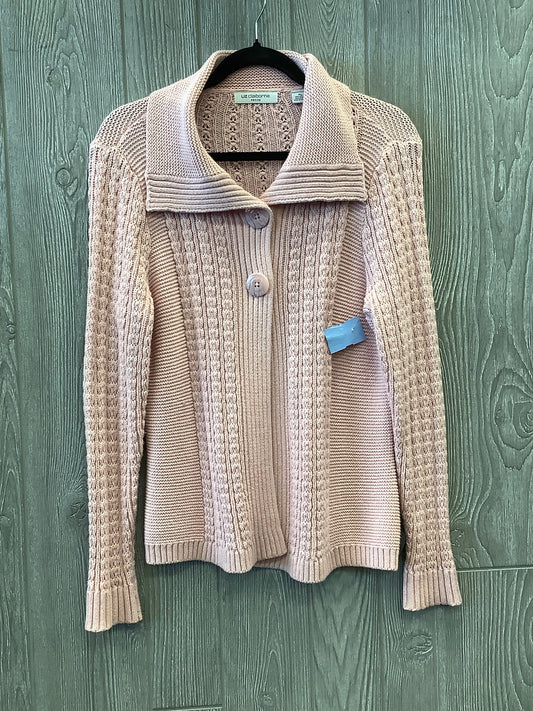 Sweater Cardigan By Liz Claiborne In Pink, Size: Lp