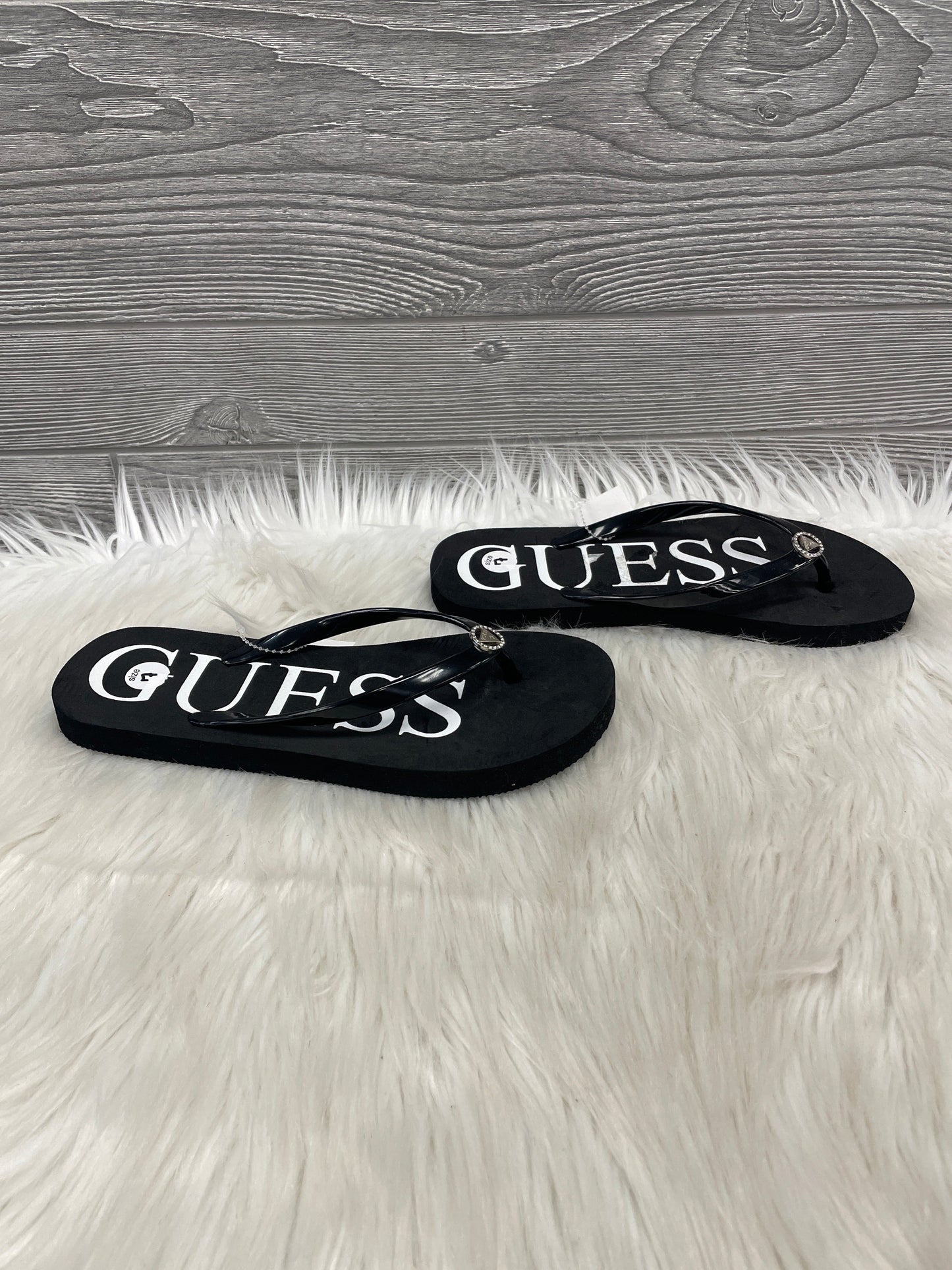 Sandals Flip Flops By Guess In Black, Size: 7