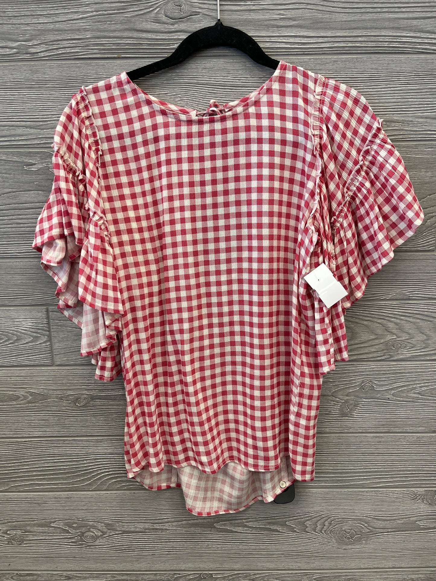 Top Short Sleeve By Maurices In Plaid Pattern, Size: S