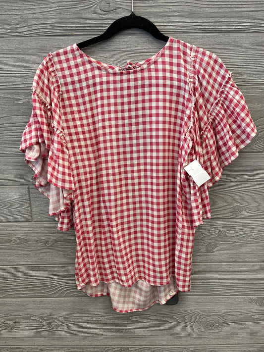 Top Short Sleeve By Maurices In Plaid Pattern, Size: S