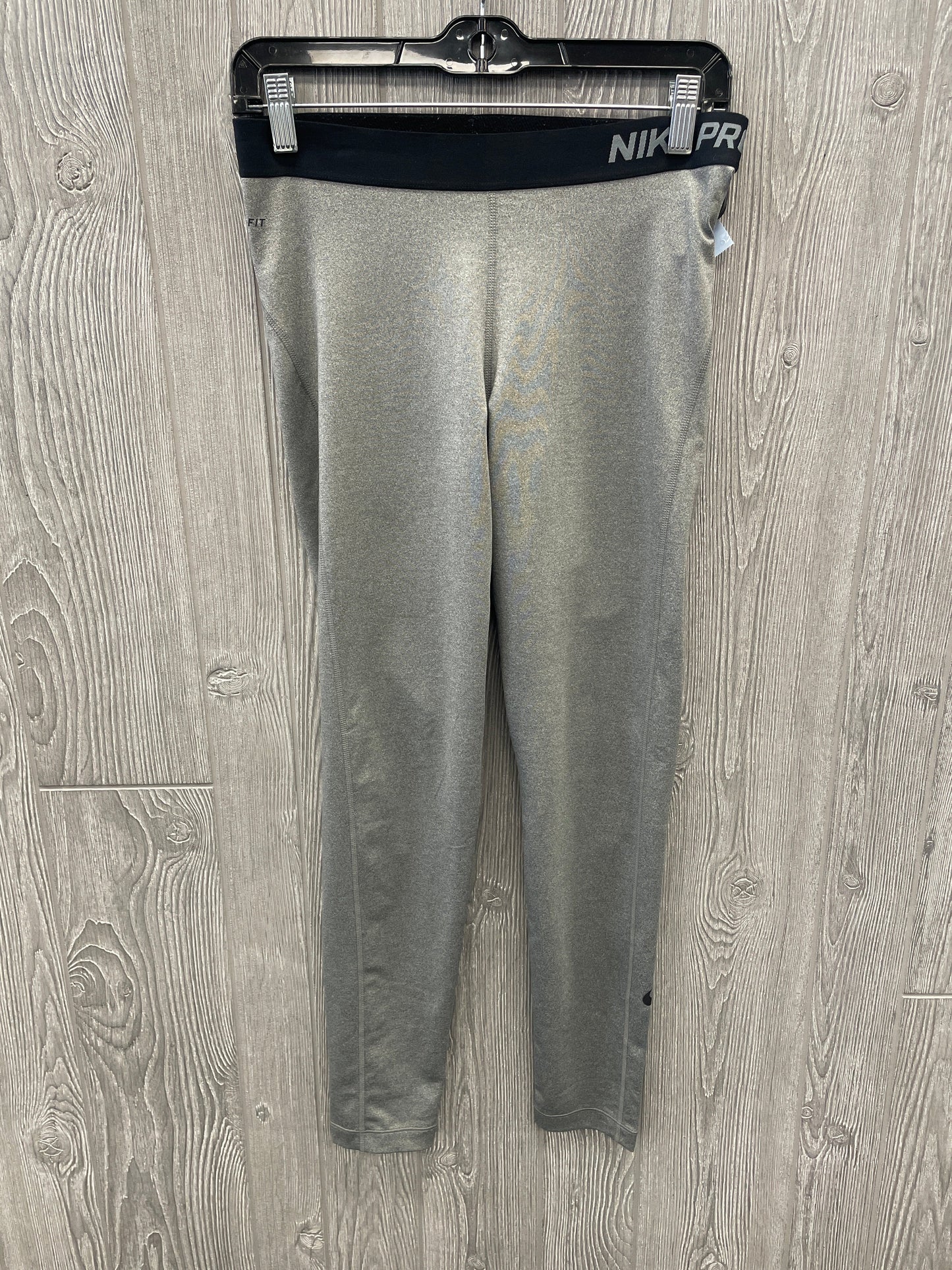 Athletic Leggings By Nike In Grey, Size: L