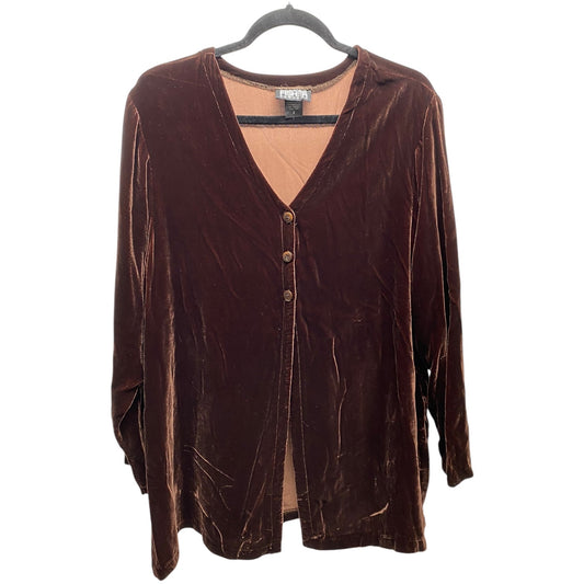 Cardigan Designer By Eileen Fisher In Brown, Size: 2x