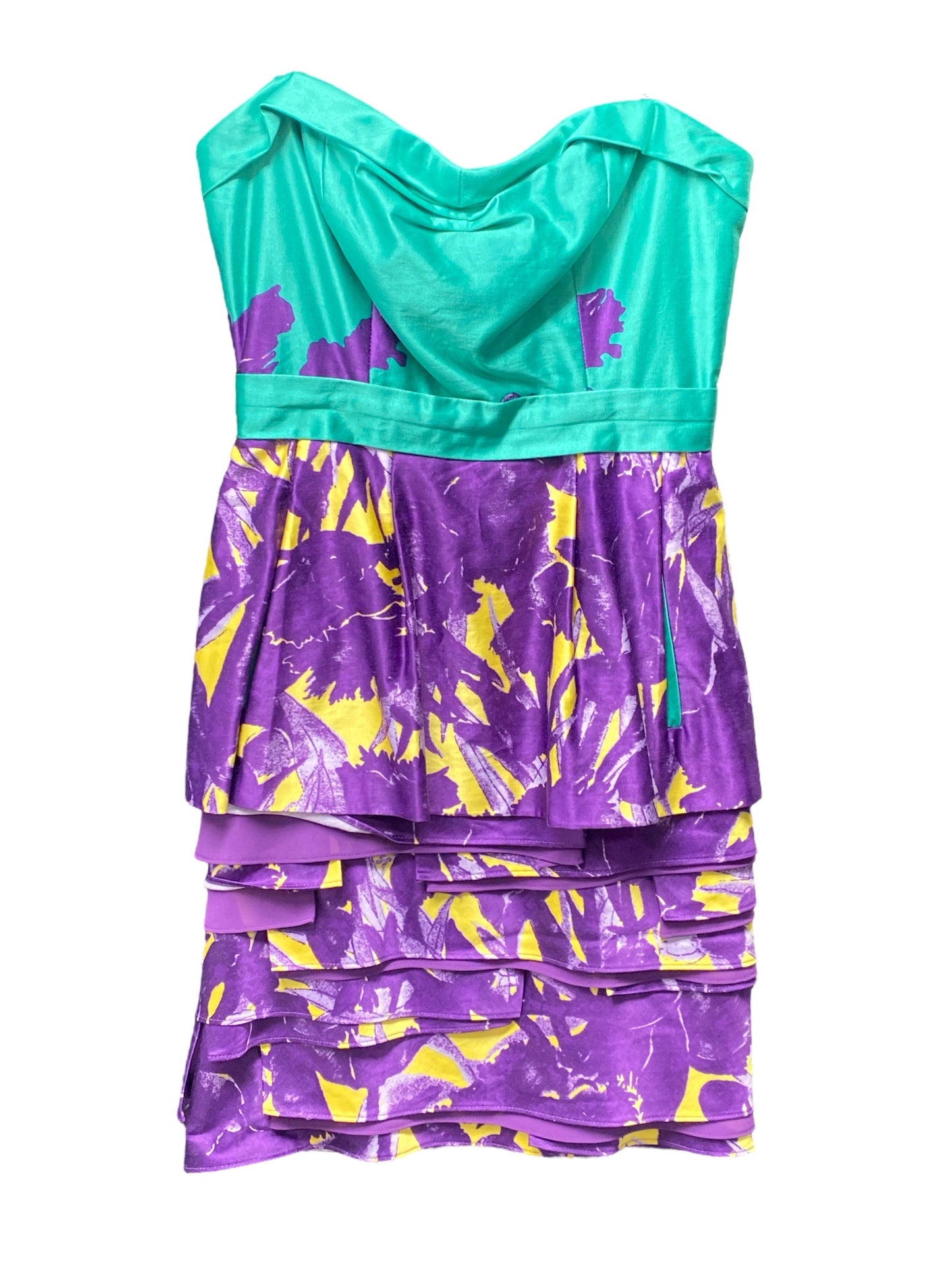 Green & Purple Dress Party Short Bcbgmaxazria, Size 4