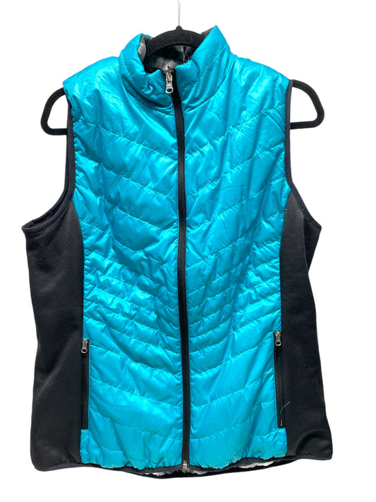 Vest Puffer & Quilted By Xersion In Black & Blue, Size: L