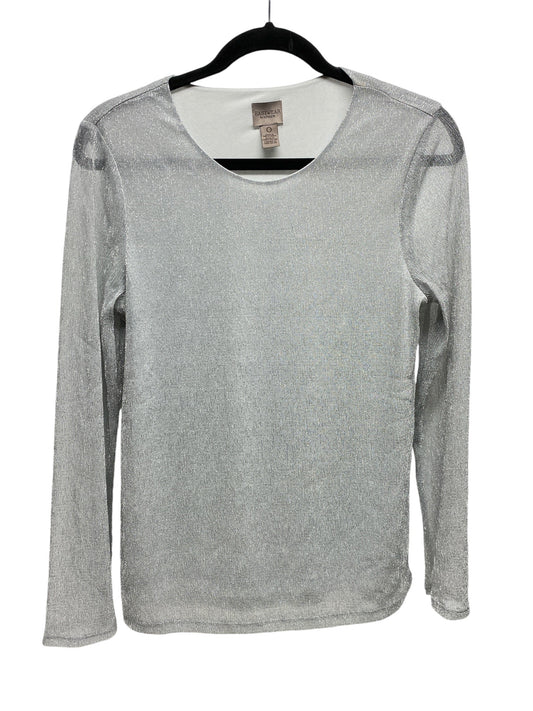 Top Long Sleeve By Chicos In Silver, Size: S