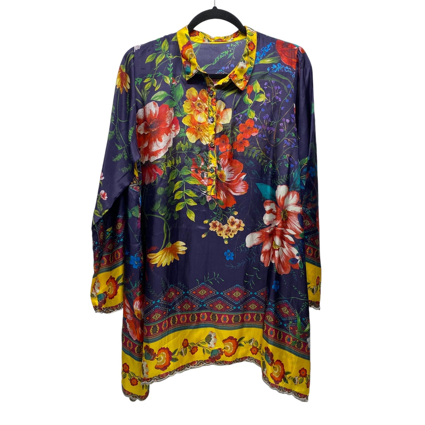 Top Long Sleeve Designer By Johnny Was In Navy, Size: S