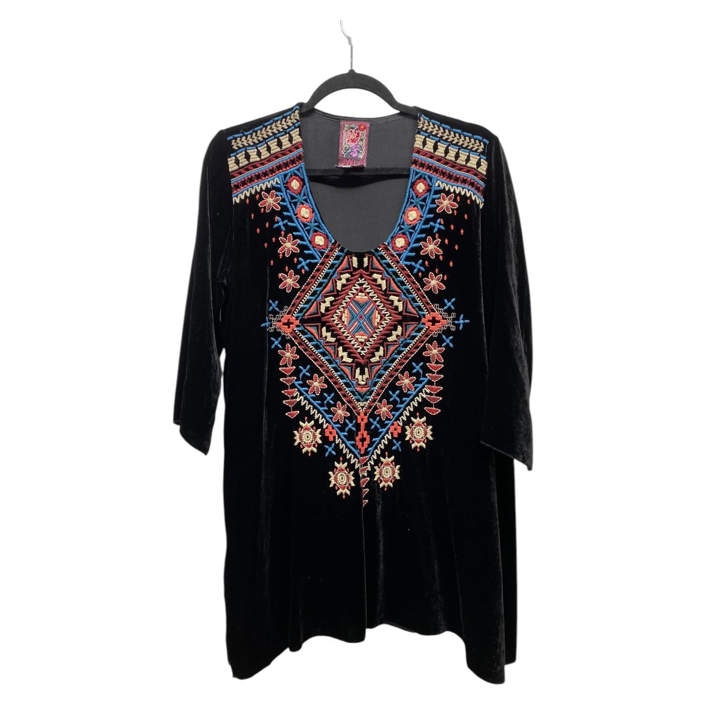 Top 3/4 Sleeve Designer By Johnny Was In Black, Size: S