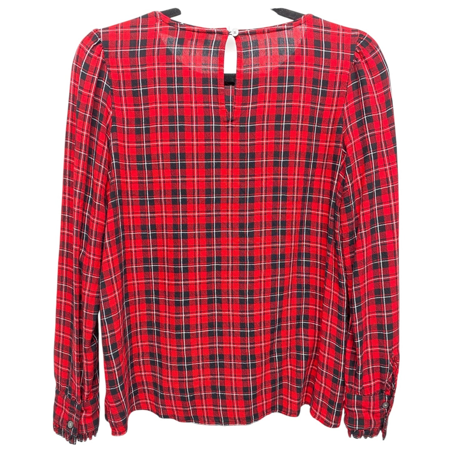 Top Long Sleeve By Loft In Plaid Pattern, Size: Xs