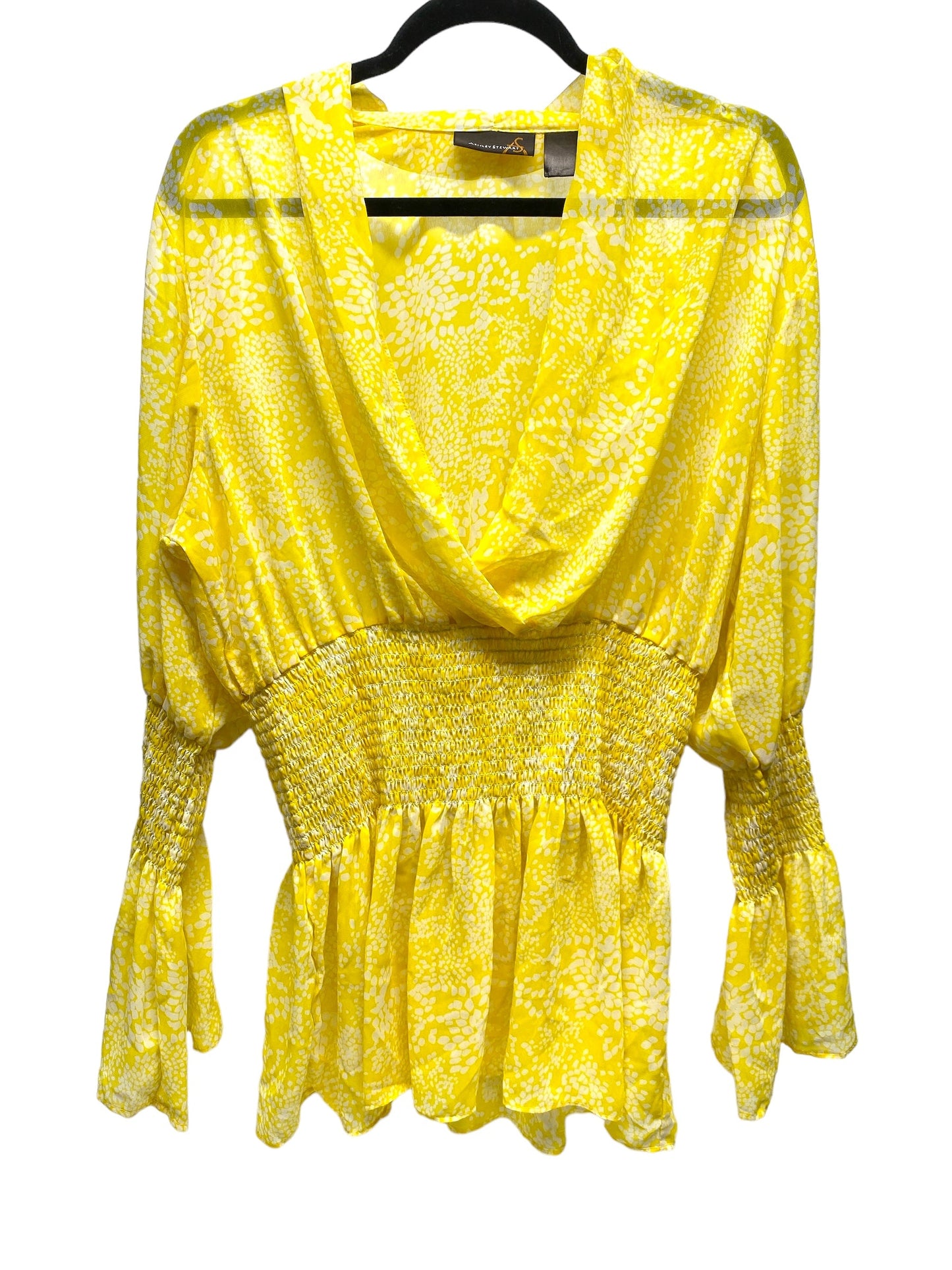 Top Long Sleeve By Ashley Stewart In White & Yellow, Size: 14