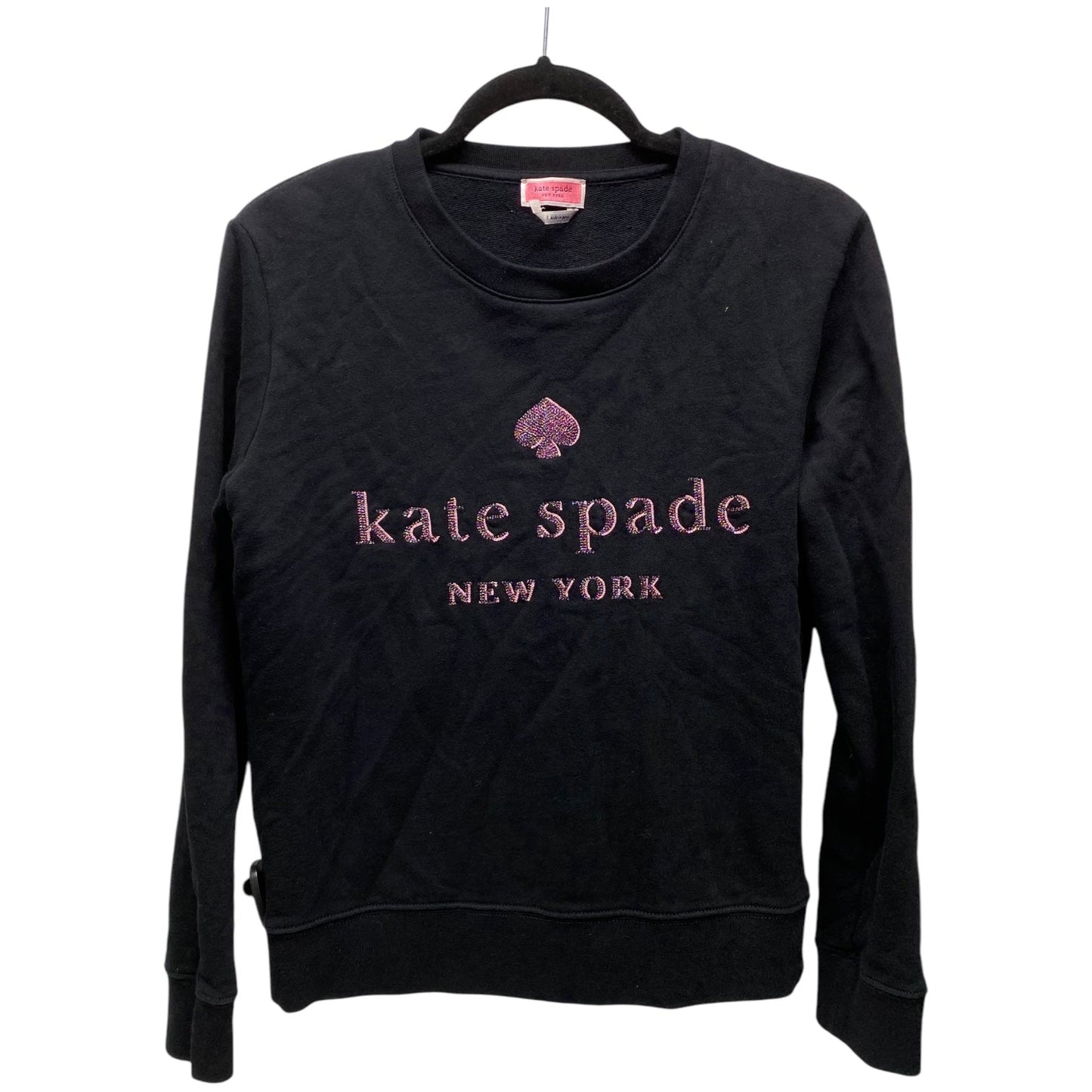 Sweatshirt Designer By Kate Spade In Black & Pink, Size: S