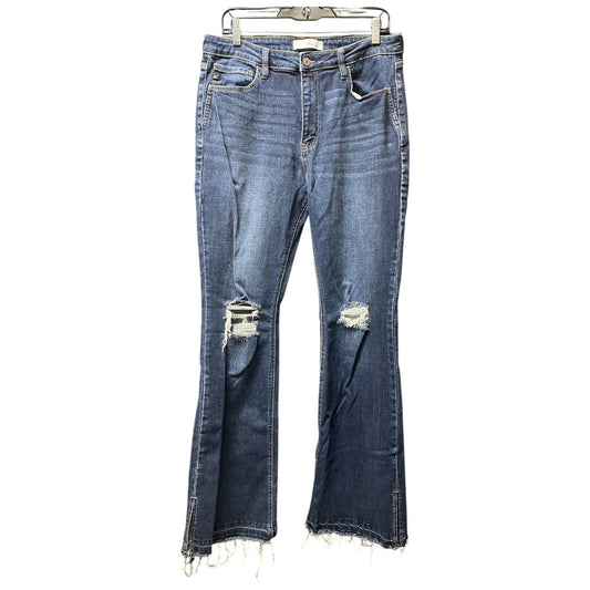 Jeans Flared By Kancan In Blue Denim, Size: 14