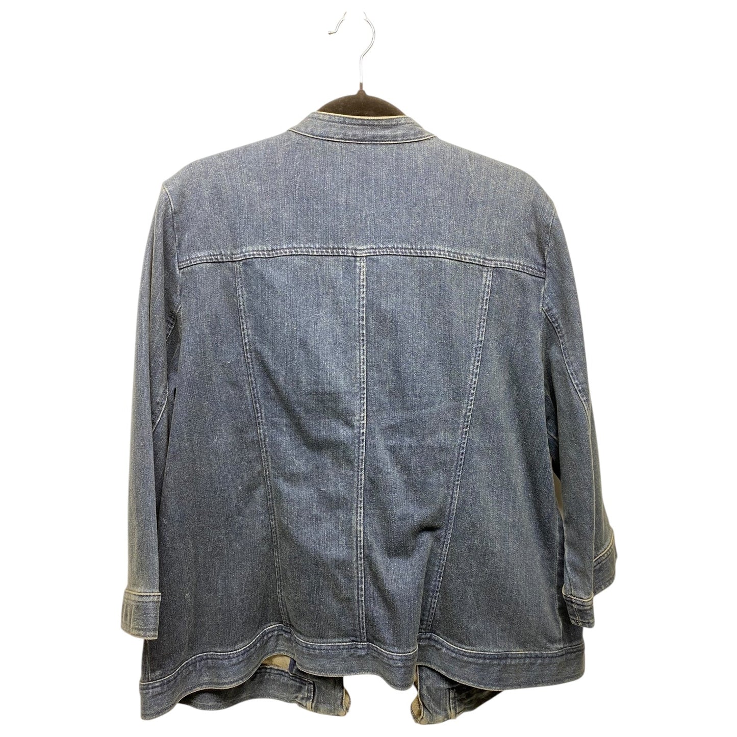 Jacket Denim By Chicos In Blue Denim, Size: Xl