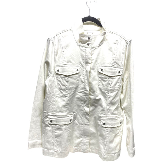 Jacket Denim By Chicos In White, Size: Xl