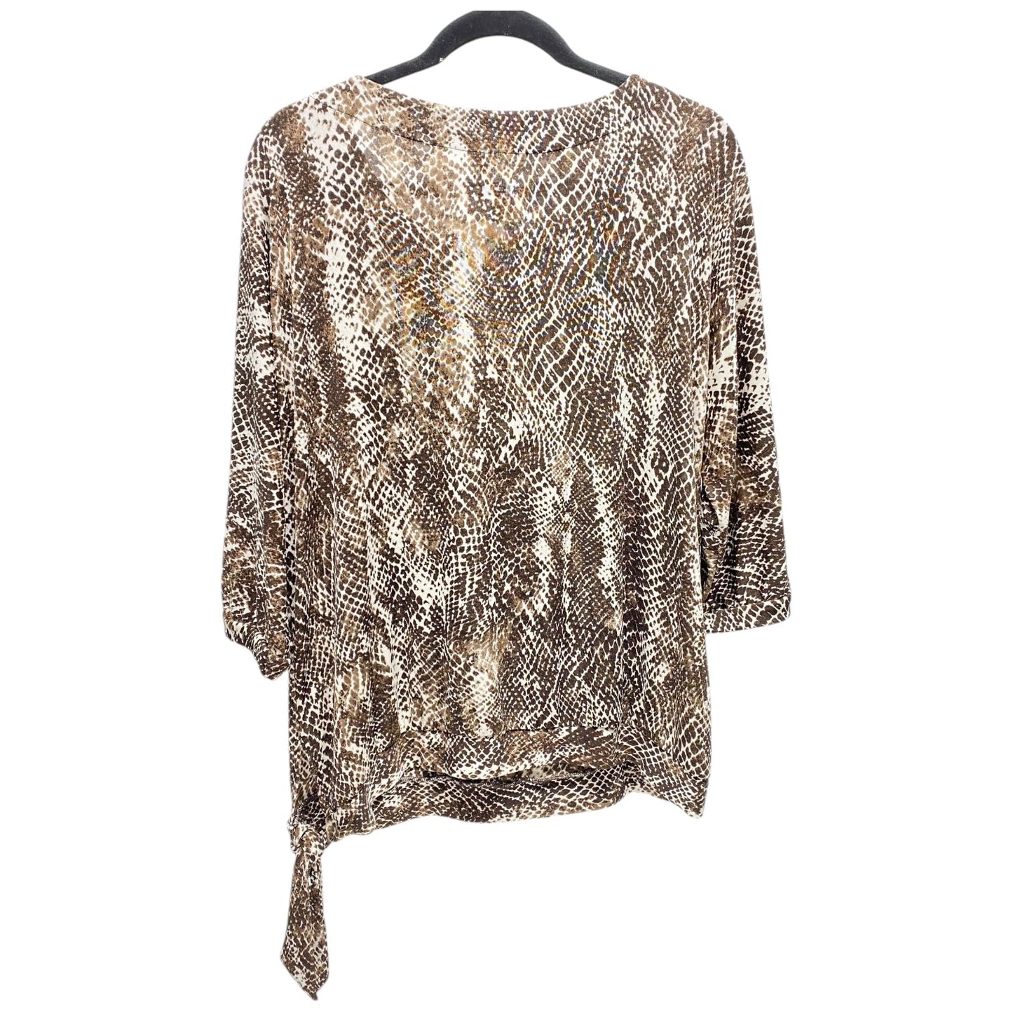 Top 3/4 Sleeve By Chicos In Animal Print, Size: L