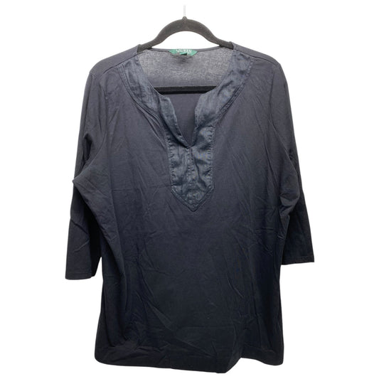 Top 3/4 Sleeve By Ralph Lauren In Black, Size: 2x