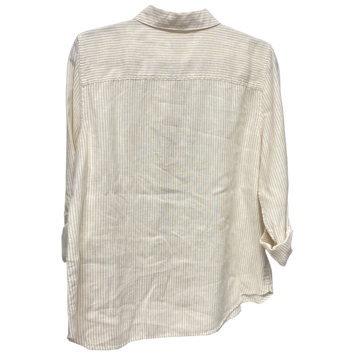 Top Long Sleeve By Chicos In Tan & White, Size: M