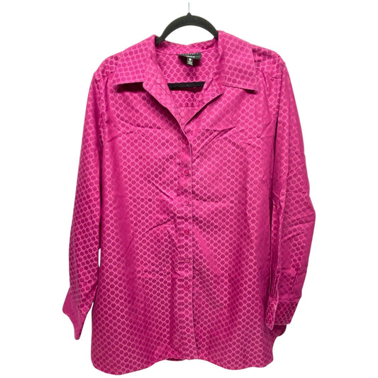 Top Long Sleeve By Foxcroft In Pink, Size: Xl