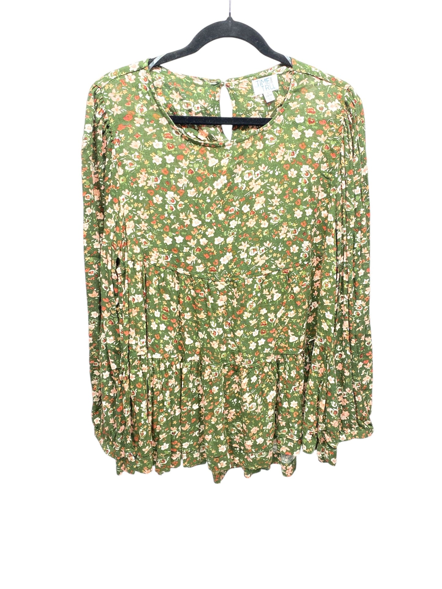 Top Long Sleeve By Time And Tru In Floral Print, Size: L