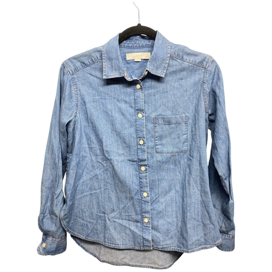 Top Long Sleeve By Loft In Blue Denim, Size: Xsp