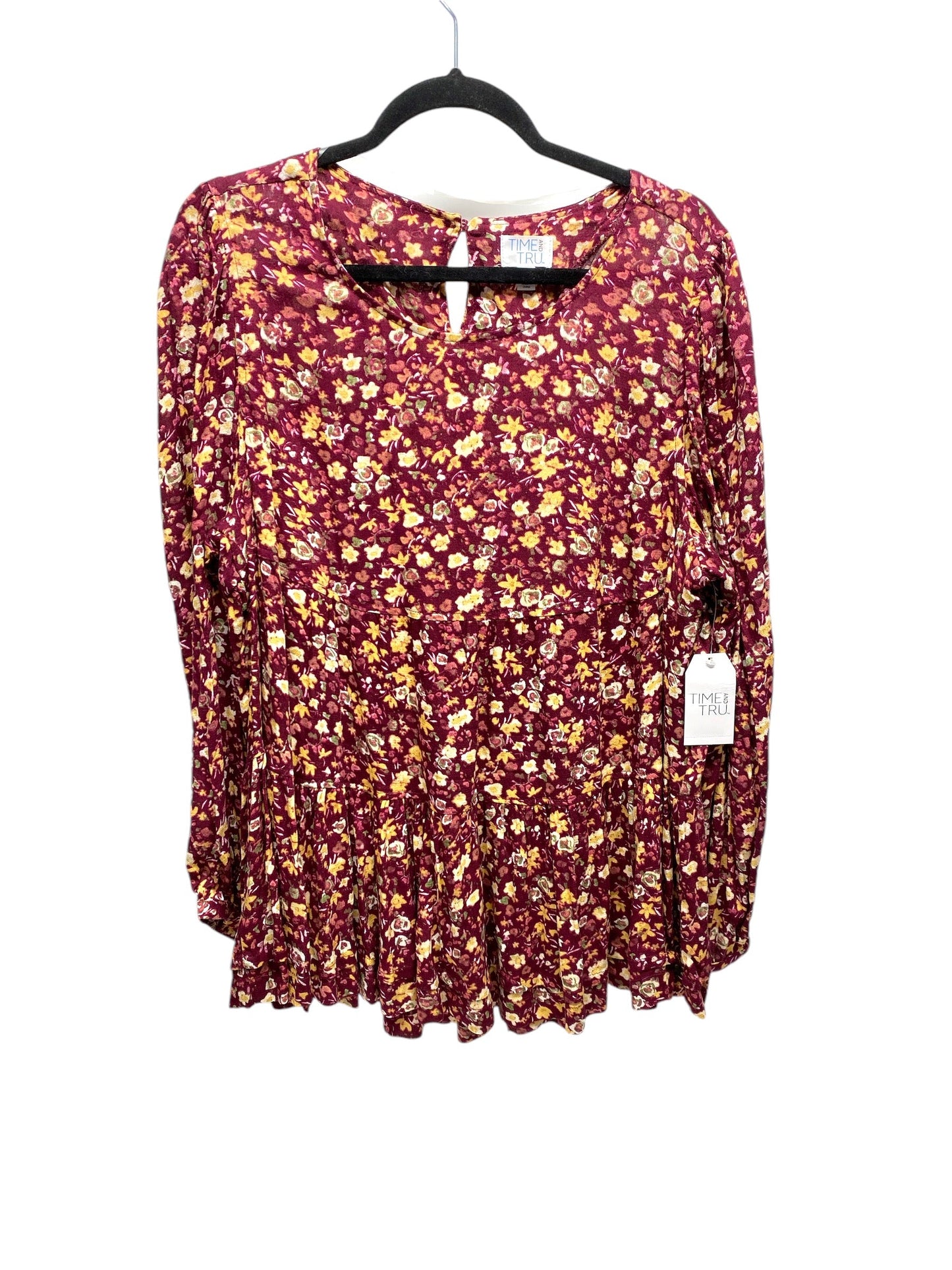 Top Long Sleeve By Time And Tru In Floral Print, Size: L