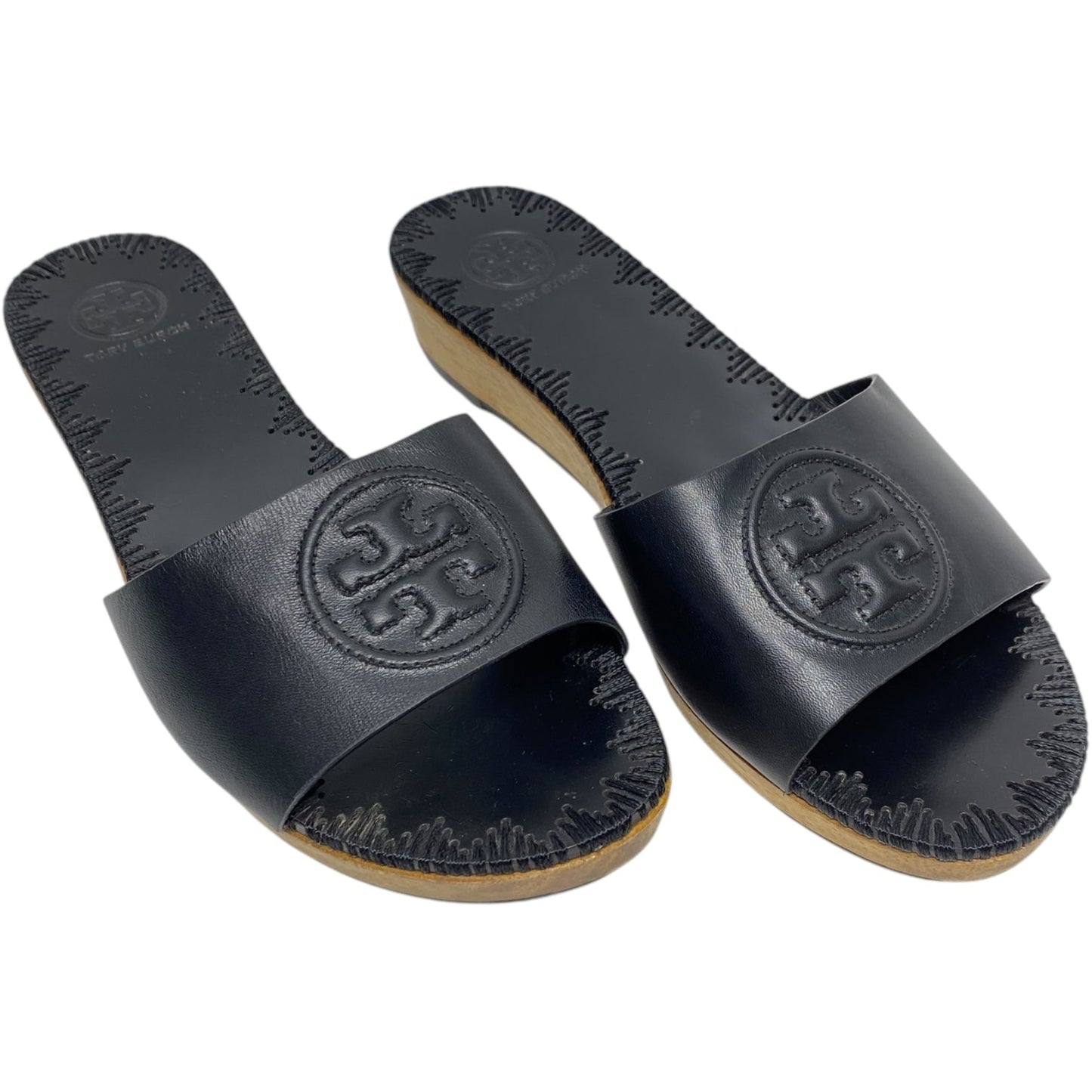 Sandals Designer By Tory Burch In Black & Brown, Size: 7