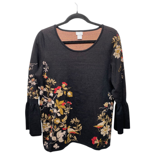 Top Long Sleeve By Chicos In Black, Size: M