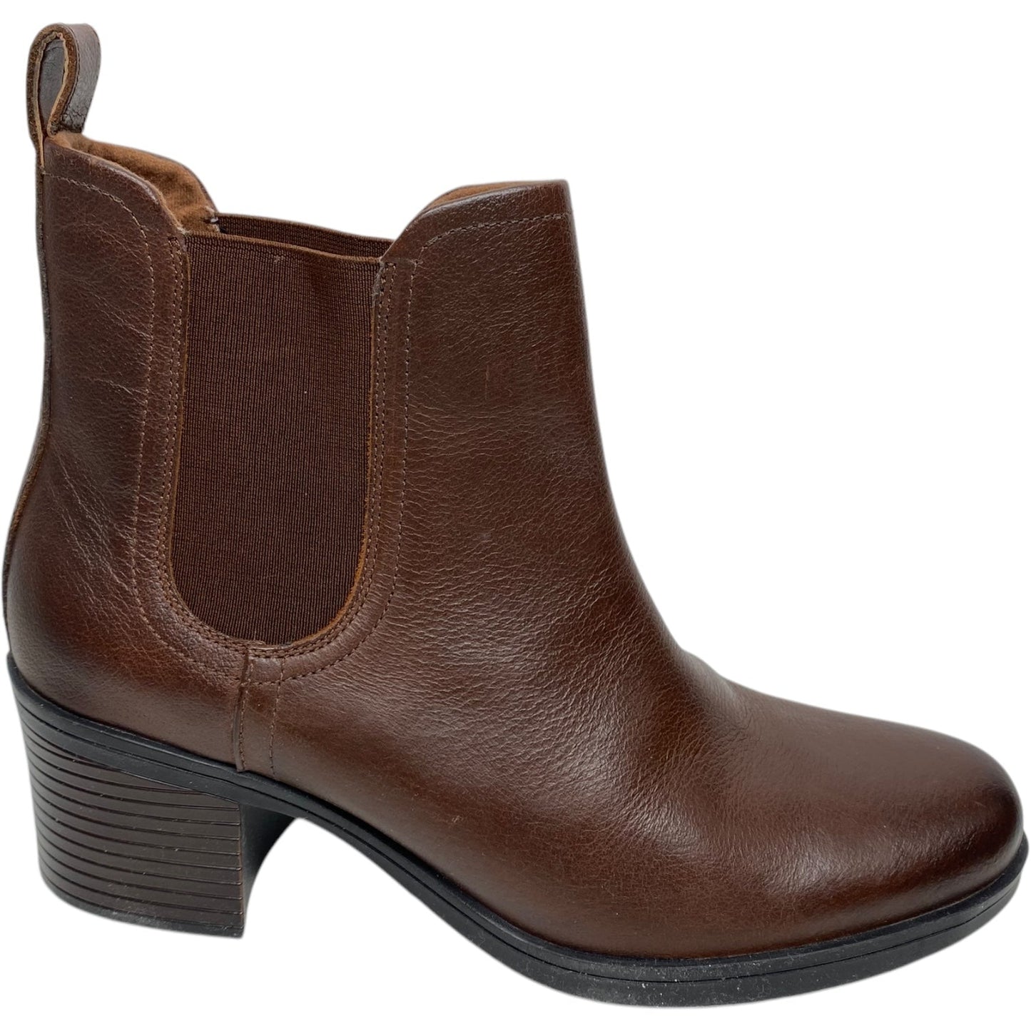 Boots Ankle Heels By Clarks In Brown, Size: 9