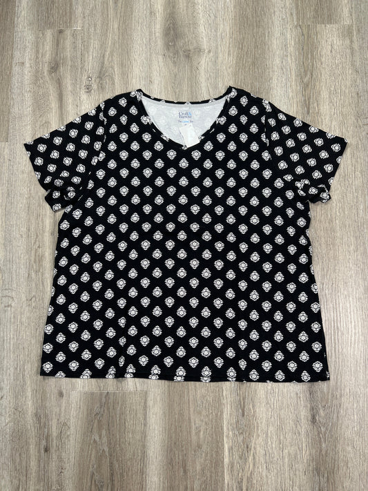 Top Short Sleeve By Croft And Barrow In Black & White, Size: 2x