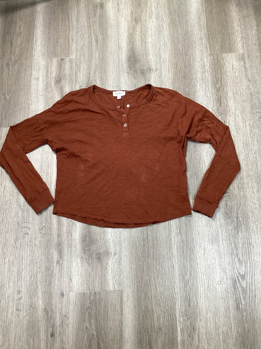 Top Long Sleeve By Evereve In Brown, Size: S