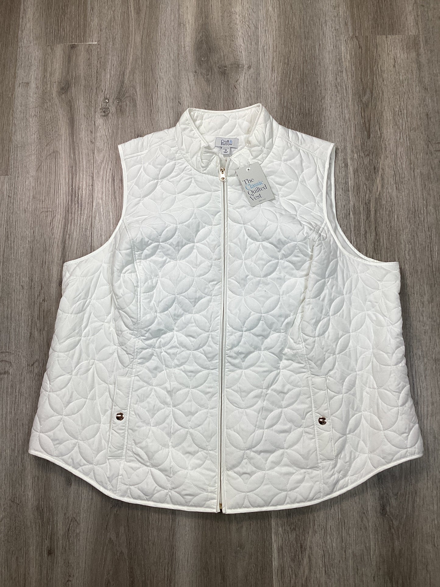 Vest Puffer & Quilted By Croft And Barrow In White, Size: 3x