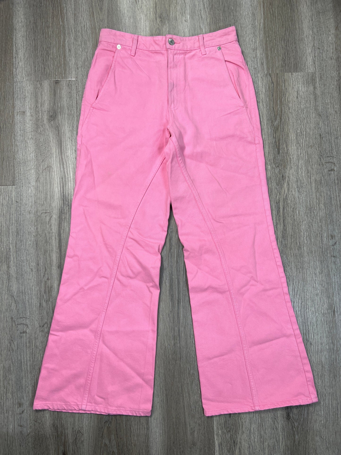 Jeans Wide Leg By Zara In Pink Denim, Size: 6