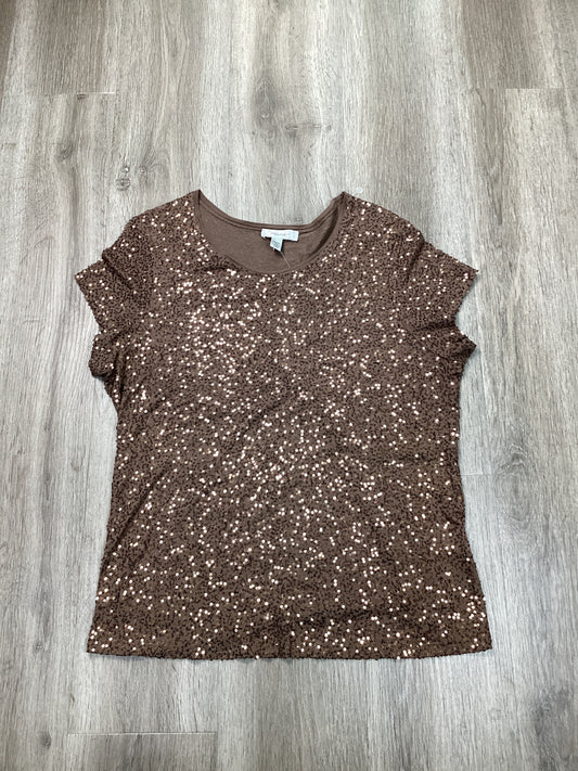 Top Short Sleeve By Dressbarn In Brown, Size: 1x