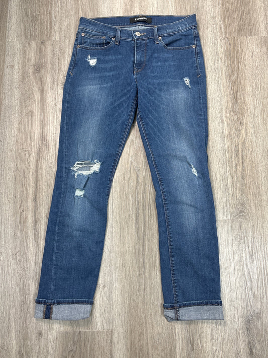 Jeans Straight By Express In Blue Denim, Size: 6