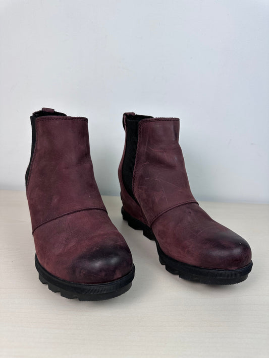 Boots Ankle Heels By Sorel In Maroon, Size: 8