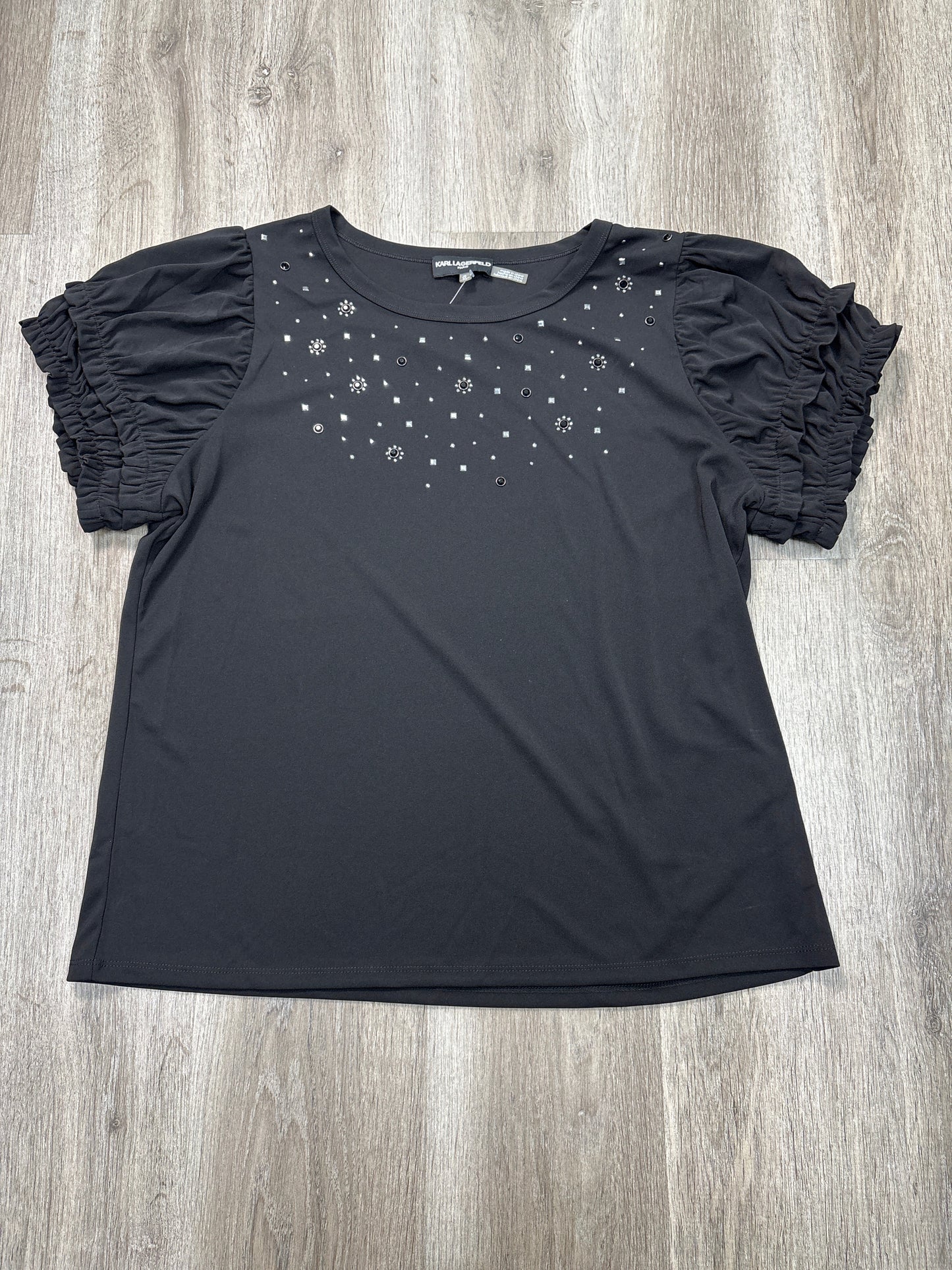 Top Short Sleeve By Karl Lagerfeld In Black, Size: Xl