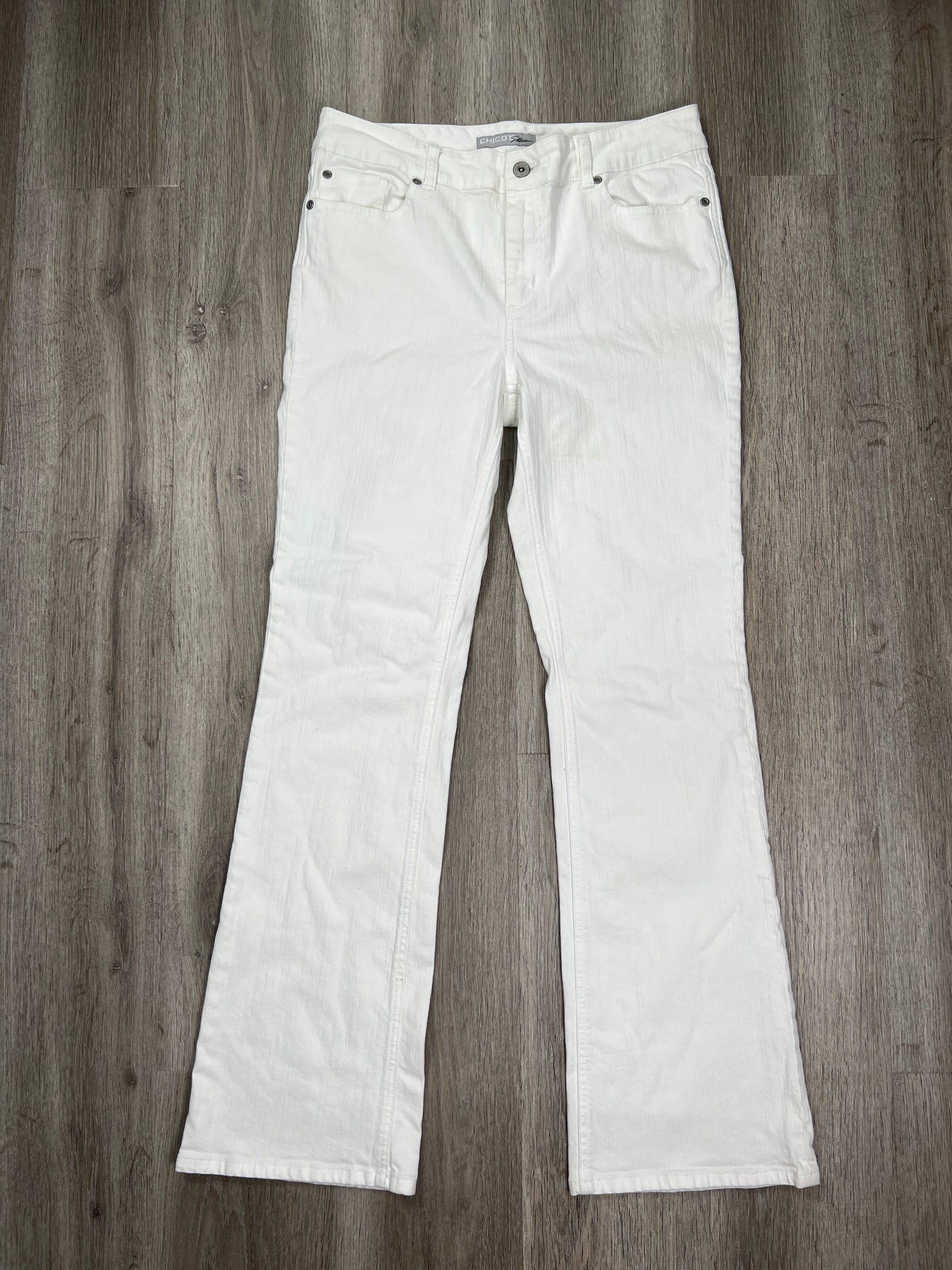 White Denim Jeans Boot Cut Chicos, Size 14