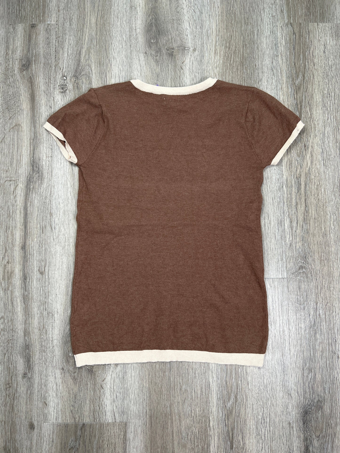 Brown Top Short Sleeve Pol, Size M