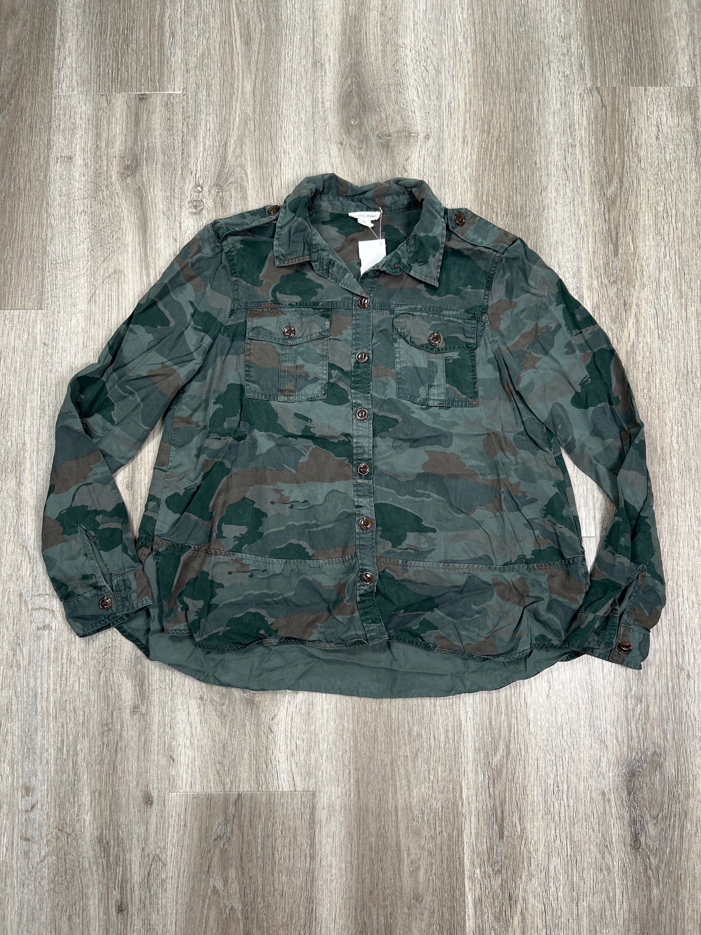 Camouflage Print Top Long Sleeve Tribal, Size S