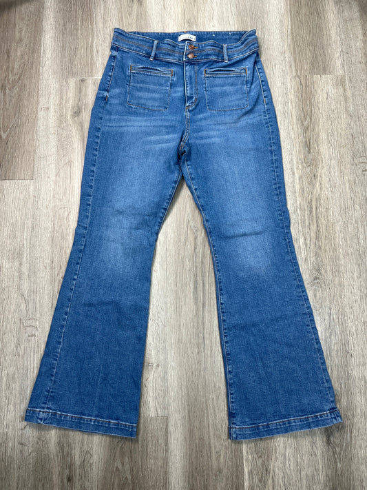 Jeans Flared By Loft In Blue Denim, Size: 14