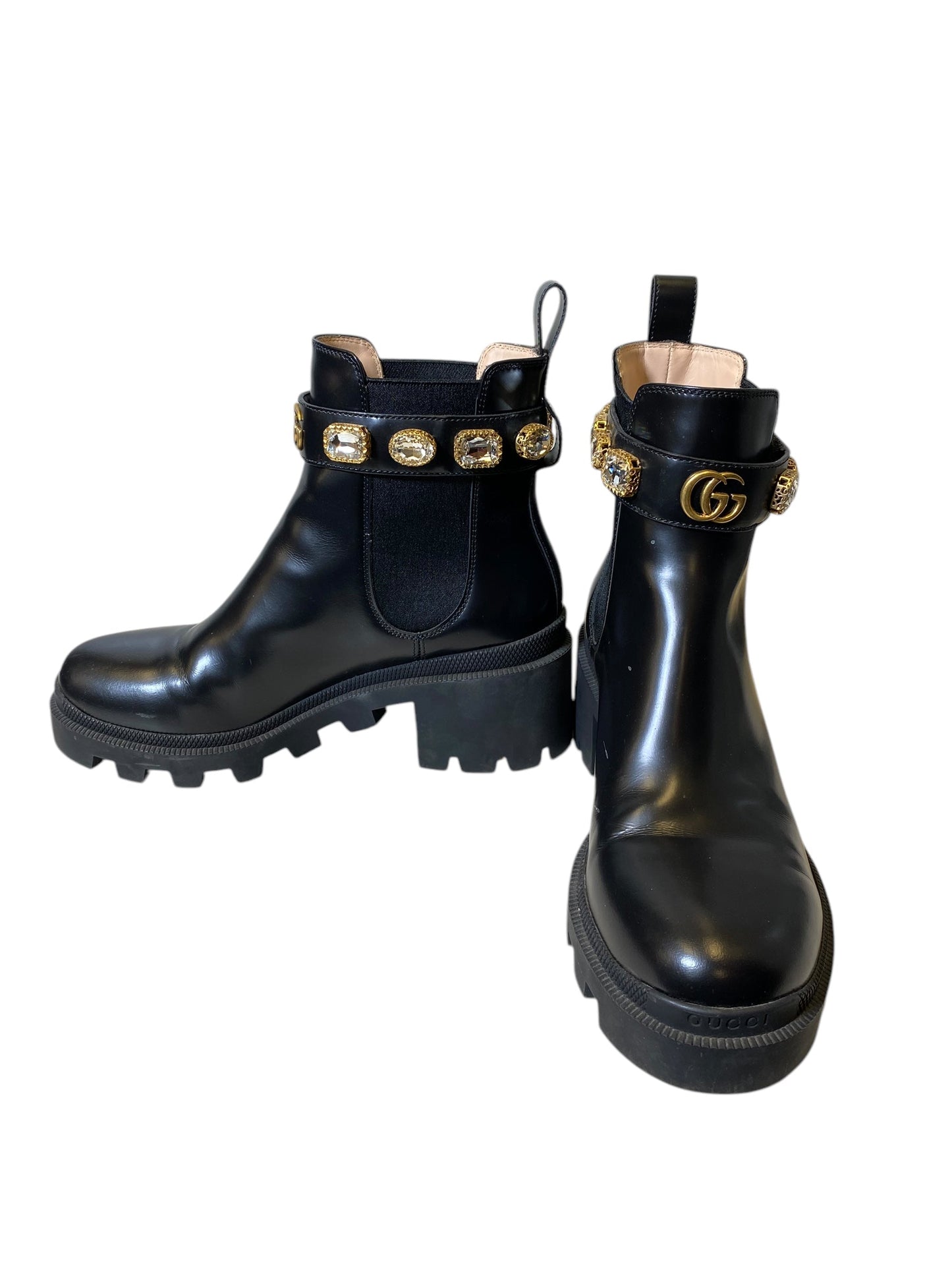 Boots Luxury Designer By Gucci In Black, Size: 7.5