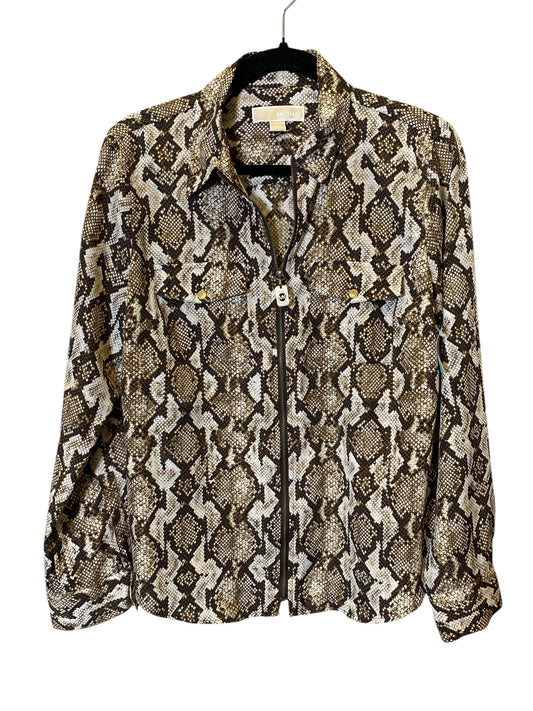 Blouse Long Sleeve By Michael By Michael Kors In Snakeskin Print, Size: L