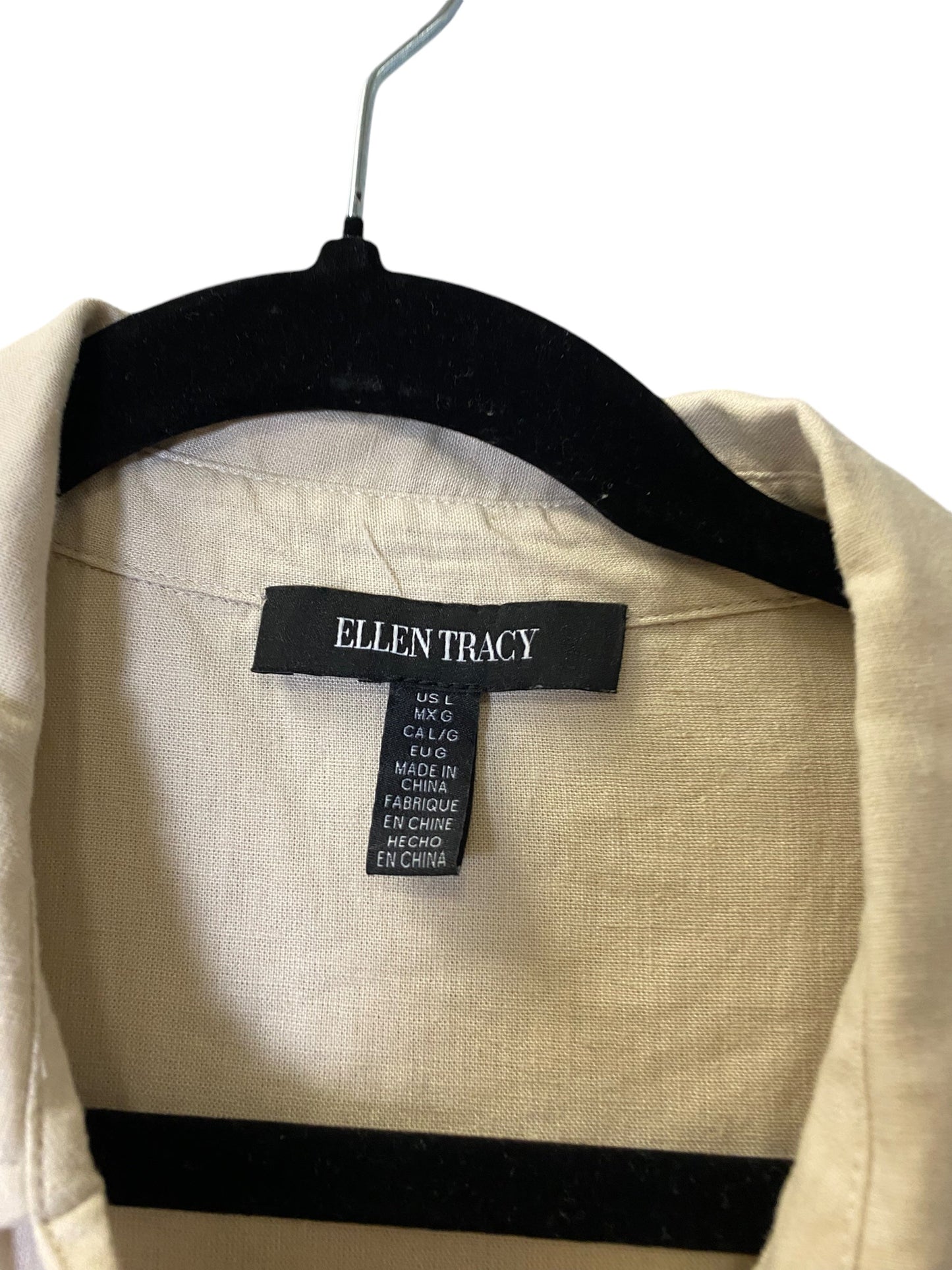 Blouse Long Sleeve By Ellen Tracy In Tan, Size: L