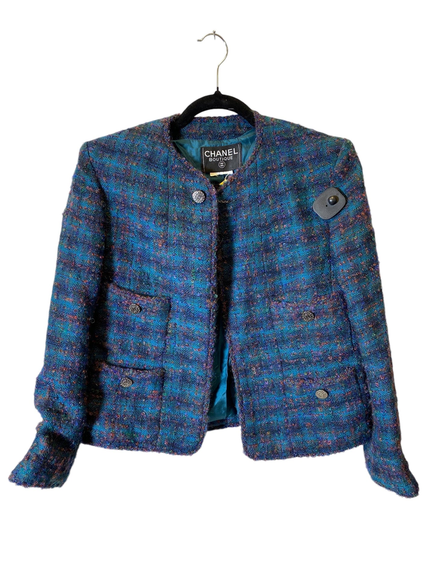 Jacket Luxury Designer By Chanel In Multi-colored, Size: S